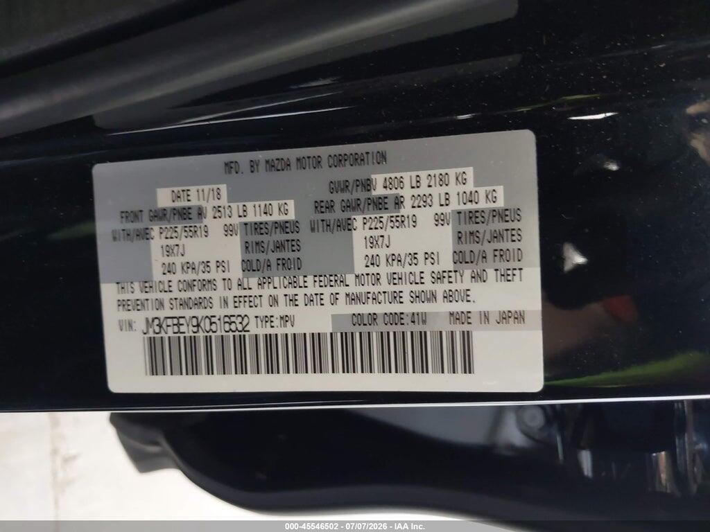 JM3KFBEY9K0516532 2019 MAZDA CX-5 photo no. 9