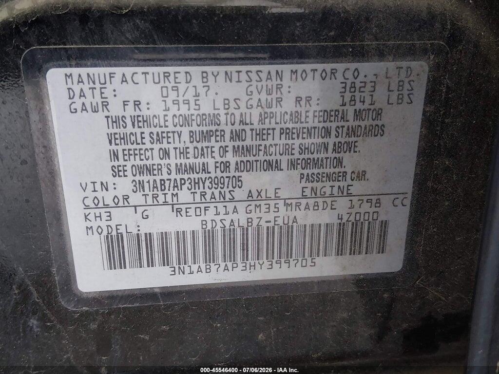 3N1AB7AP3HY399705 2017 NISSAN SENTRA photo no. 9