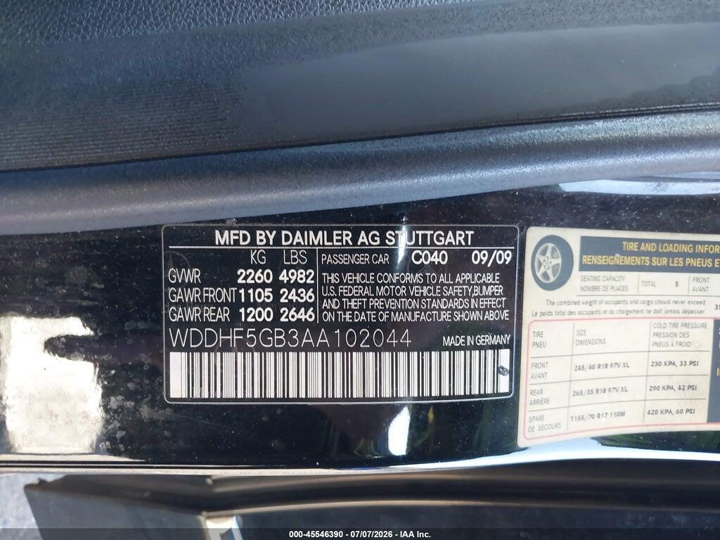 WDDHF5GB3AA102044 2010 MERCEDES-BENZ E 350 photo no. 9