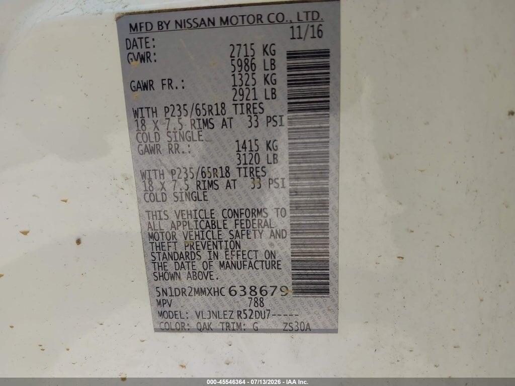 5N1DR2MMXHC638679 2017 NISSAN PATHFINDER photo no. 9