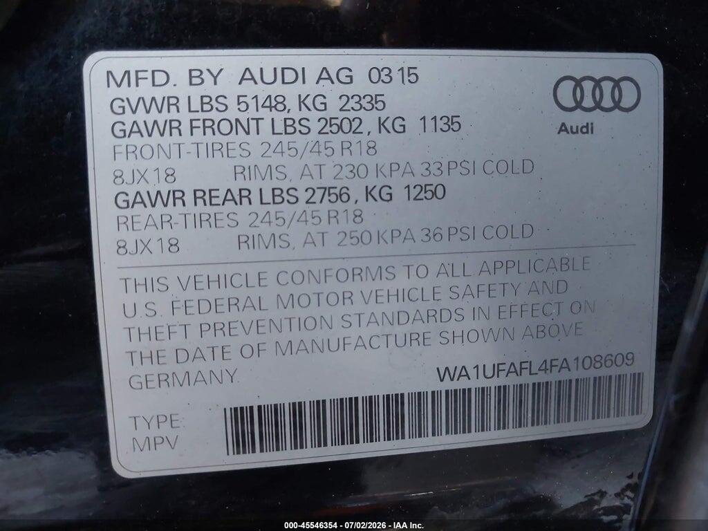 WA1UFAFL4FA108609 2015 AUDI ALLROAD photo no. 9