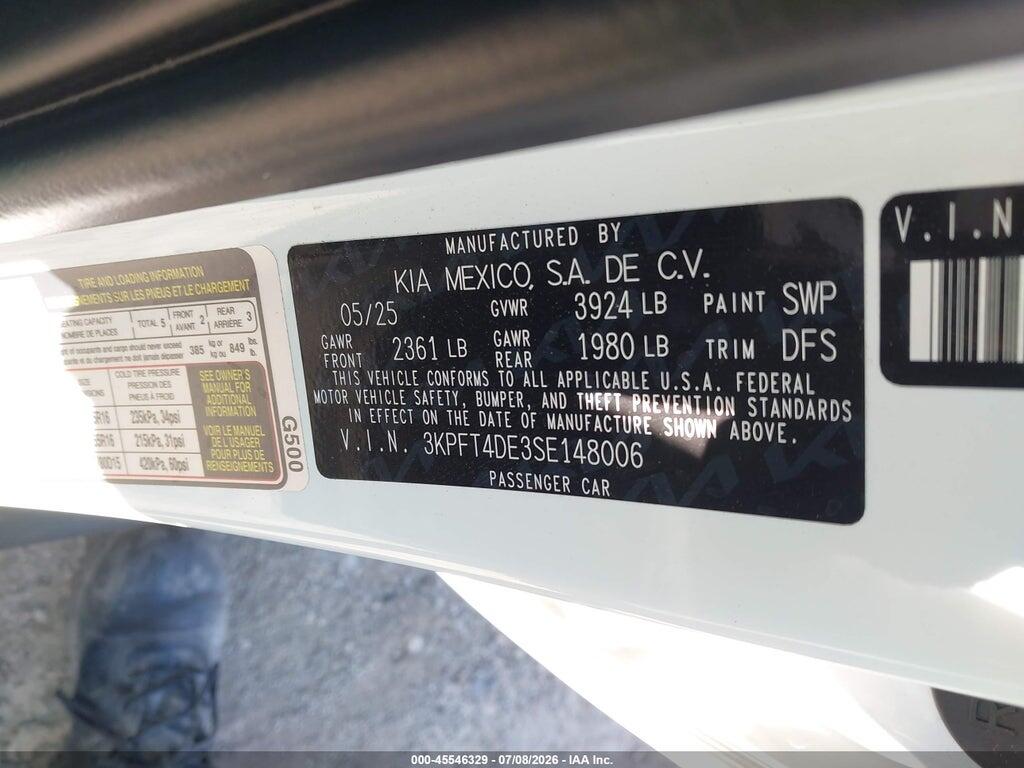 3KPFT4DE3SE148006 2025 KIA K4 photo no. 9