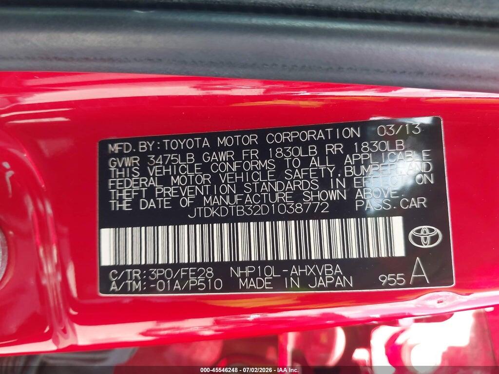 JTDKDTB32D1038772 2013 TOYOTA PRIUS C photo no. 9