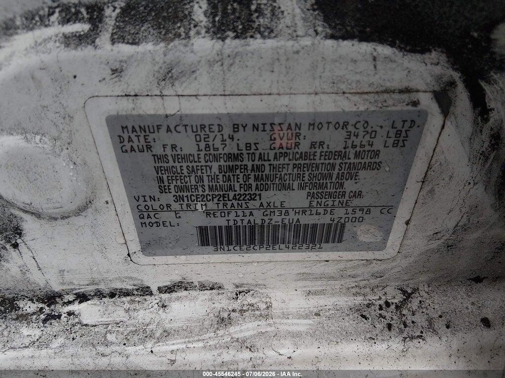 3N1CE2CP2EL422321 2014 NISSAN VERSA NOTE photo no. 9