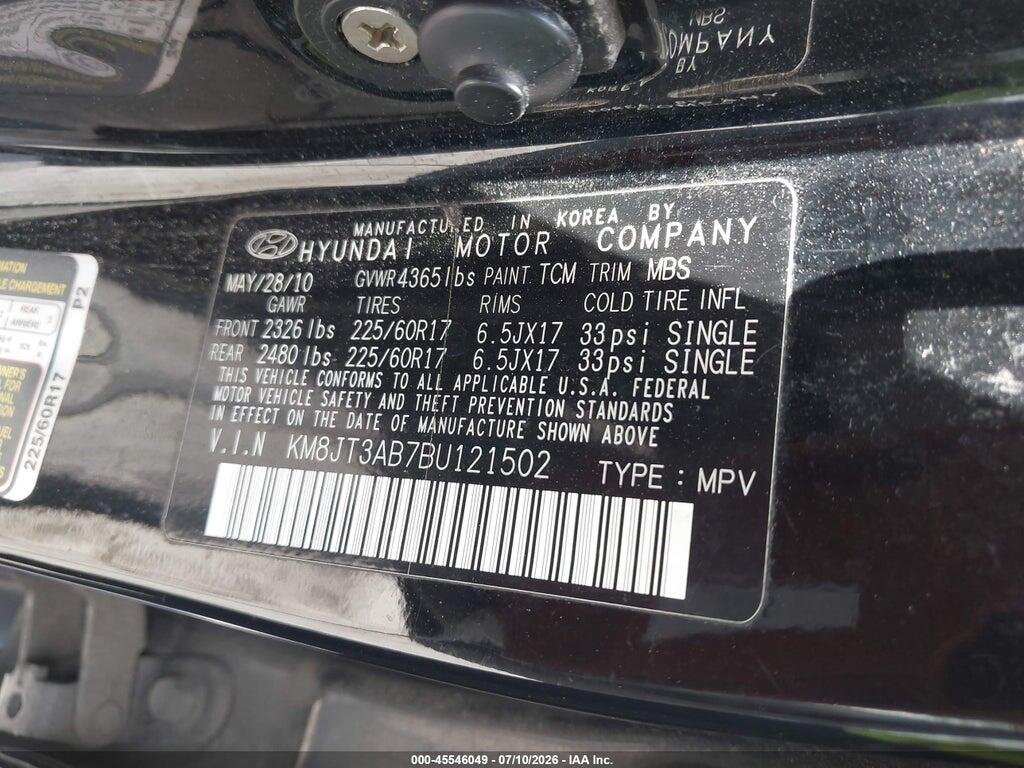 KM8JT3AB7BU121502 2011 HYUNDAI TUCSON photo no. 9