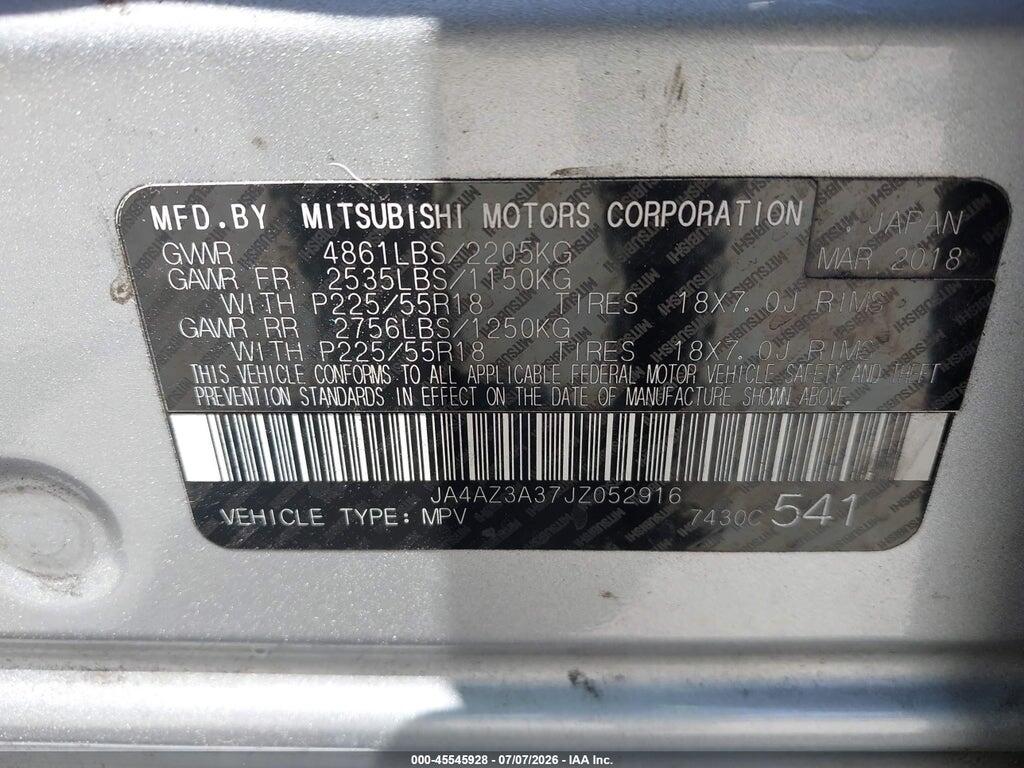 JA4AZ3A37JZ052916 2018 MITSUBISHI OUTLANDER photo no. 9