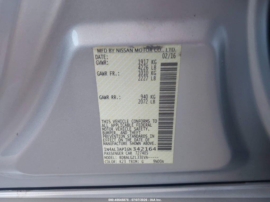 1N4AL3AP1GN342164 2016 NISSAN ALTIMA photo no. 9