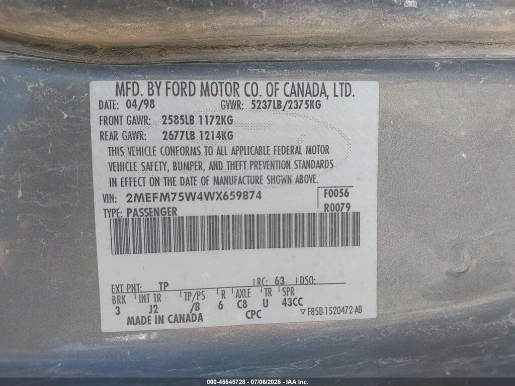 2MEFM75W4WX659874 1998 MERCURY GRAND MARQUIS photo no. 9