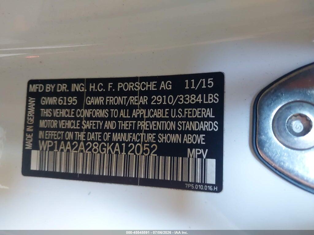 WP1AA2A28GKA12052 2016 PORSCHE CAYENNE photo no. 9