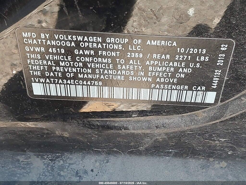 1VWAT7A34EC044759 2014 VOLKSWAGEN PASSAT photo no. 9