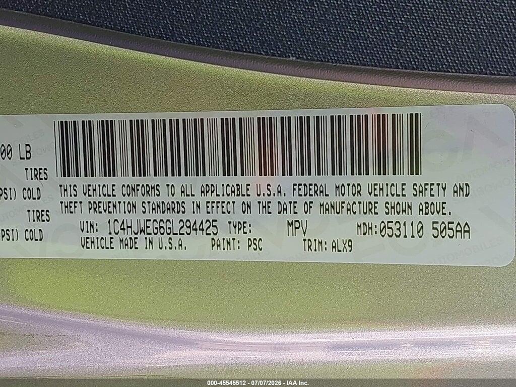 1C4HJWEG6GL294425 2016 JEEP WRANGLER UNLIMITED photo no. 9