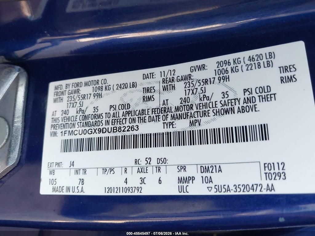 1FMCU0GX9DUB82263 2013 FORD ESCAPE photo no. 9
