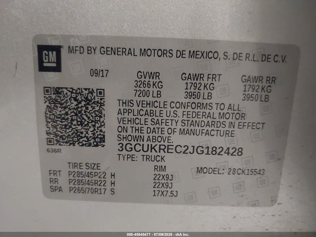 3GCUKREC2JG182428 2018 CHEVROLET SILVERADO 1500 photo no. 9
