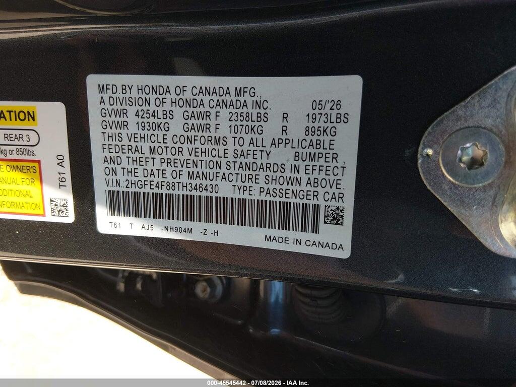 2HGFE4F88TH346430 2026 HONDA CIVIC HYBRID photo no. 9