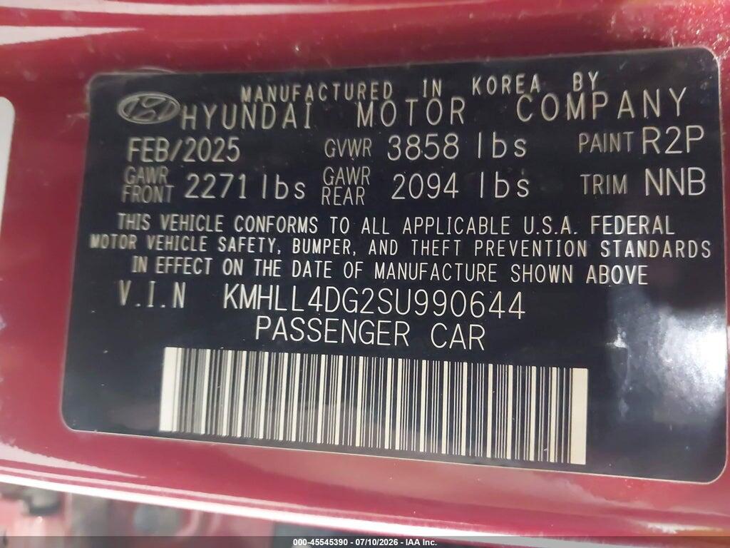 KMHLL4DG2SU990644 2025 HYUNDAI ELANTRA photo no. 9
