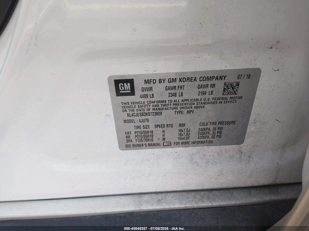 KL4CJESB3KB723929 2019 BUICK ENCORE photo no. 9