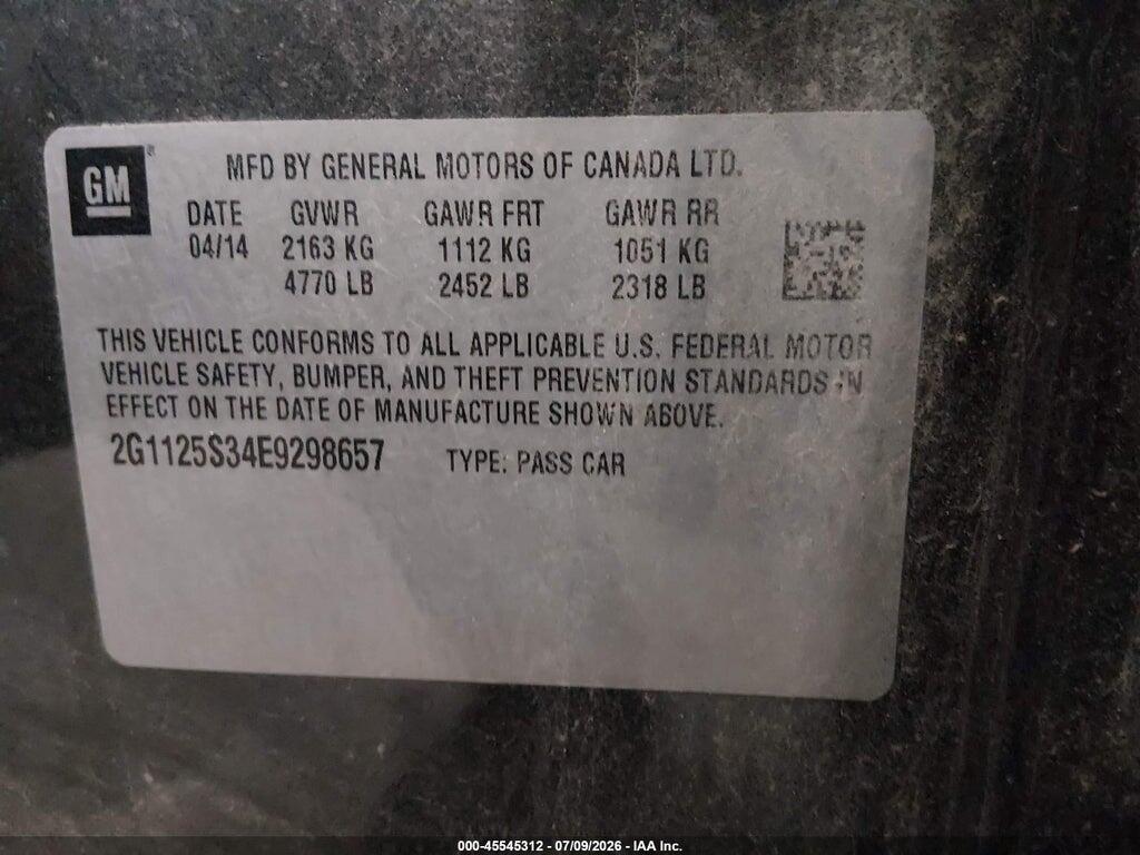 2G1125S34E9298657 2014 CHEVROLET IMPALA photo no. 9