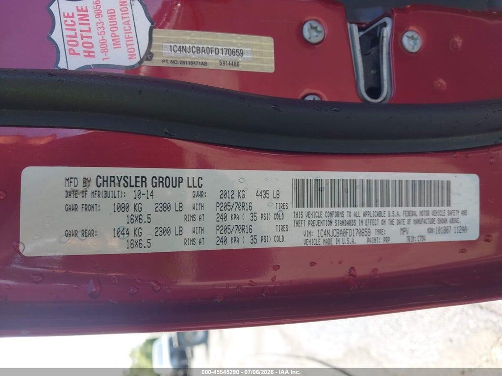 1C4NJCBA0FD170659 2015 JEEP COMPASS photo no. 9