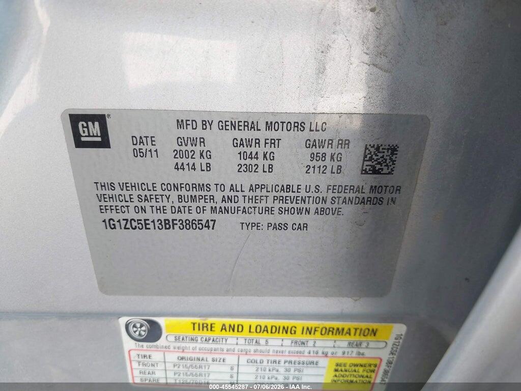 1G1ZC5E13BF386547 2011 CHEVROLET MALIBU photo no. 9