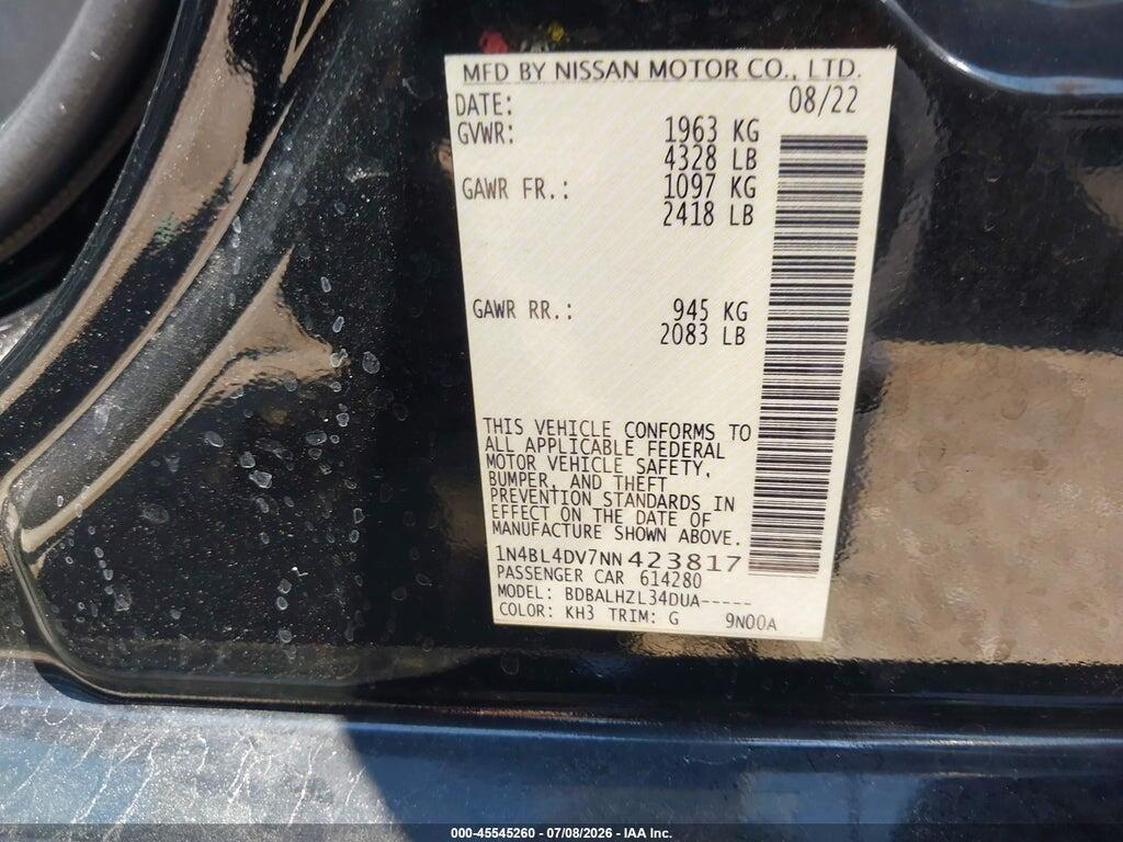 1N4BL4DV7NN423817 2022 NISSAN ALTIMA photo no. 9