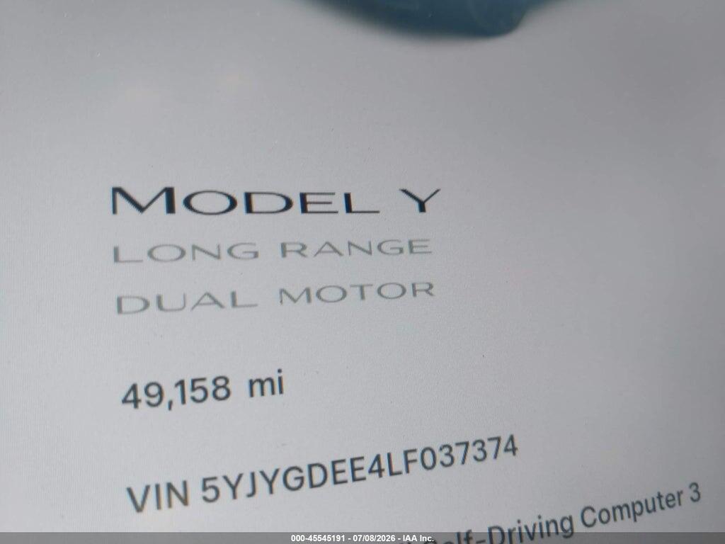 5YJYGDEE4LF037374 2020 TESLA MODEL Y photo no. 7