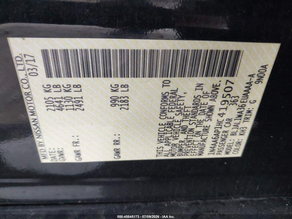 1N4AA6AP1HC419507 2017 NISSAN MAXIMA photo no. 9