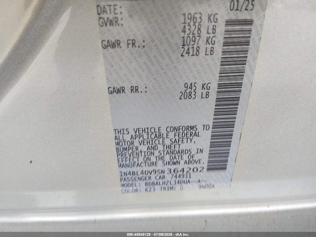 1N4BL4DV9SN364202 2025 NISSAN ALTIMA photo no. 9