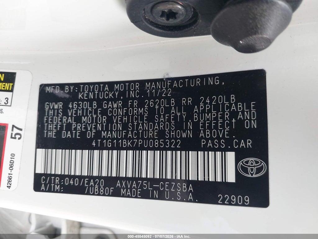 4T1G11BK7PU085322 2023 TOYOTA CAMRY photo no. 9