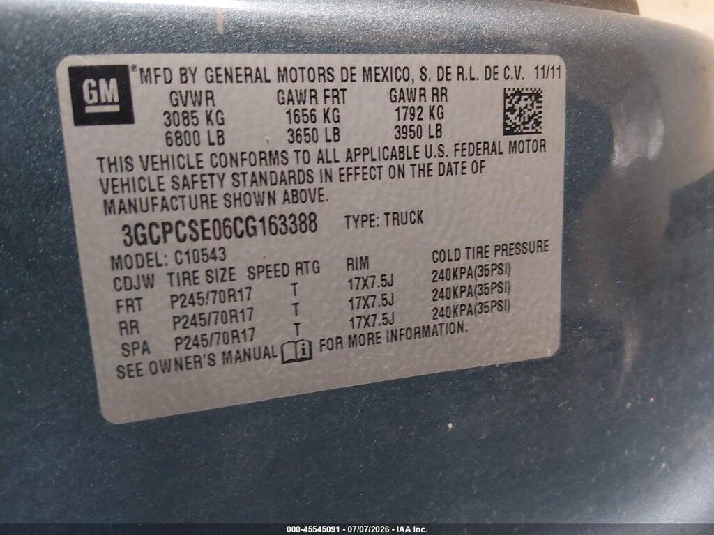 3GCPCSE06CG163388 2012 CHEVROLET SILVERADO 1500 photo no. 9