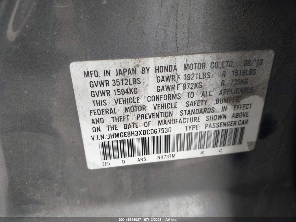 JHMGE8H3XDC067530 2013 HONDA FIT photo no. 9