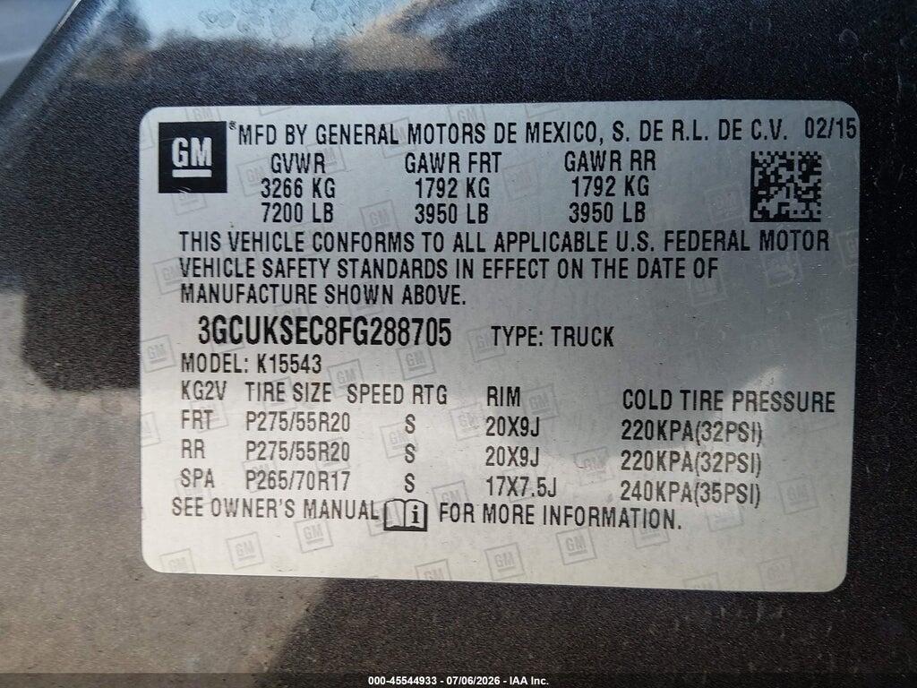 3GCUKSEC8FG288705 2015 CHEVROLET SILVERADO 1500 photo no. 9