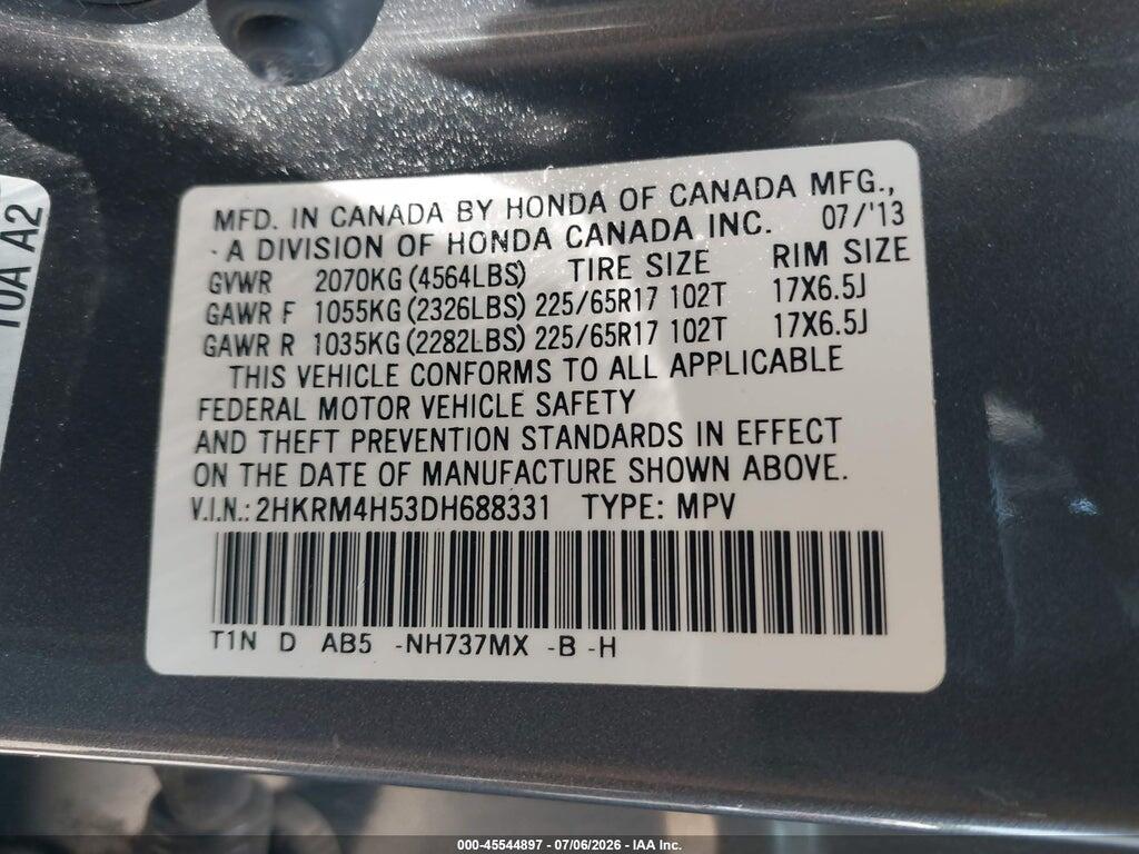 2HKRM4H53DH688331 2013 HONDA CR-V photo no. 9