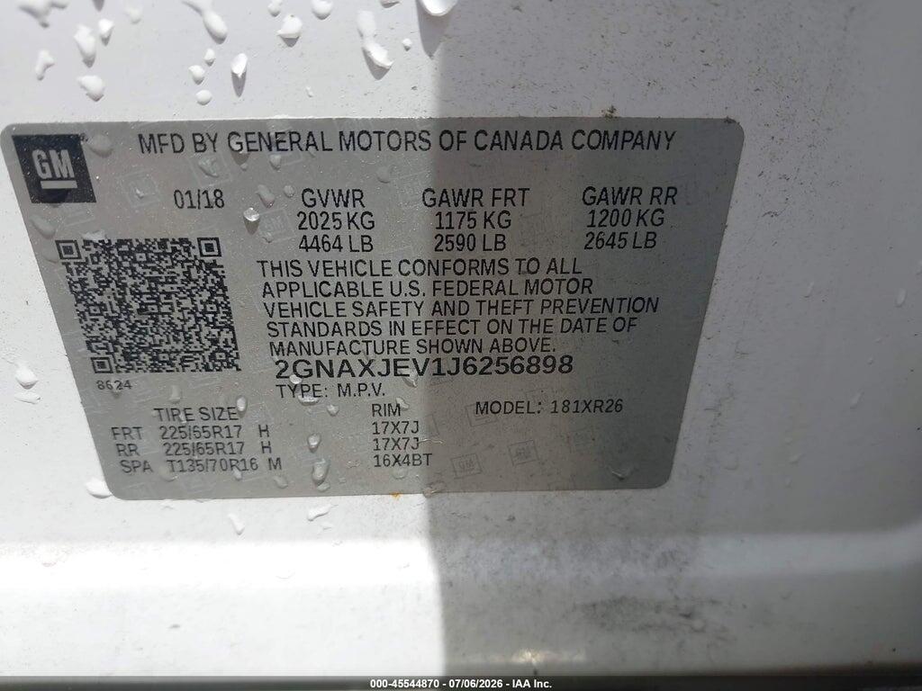 2GNAXJEV1J6256898 2018 CHEVROLET EQUINOX photo no. 9