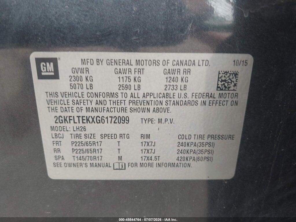 2GKFLTEKXG6172099 2016 GMC TERRAIN photo no. 9
