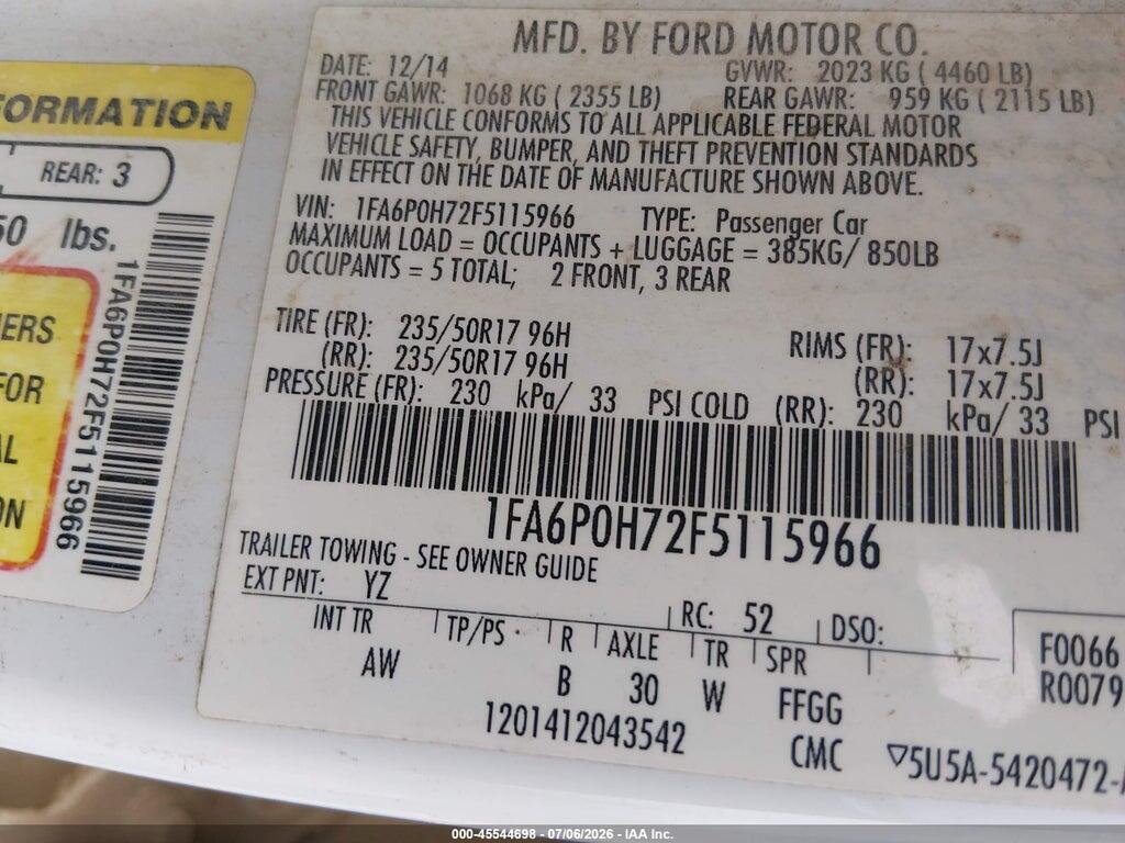 1FA6P0H72F5115966 2015 FORD FUSION photo no. 9