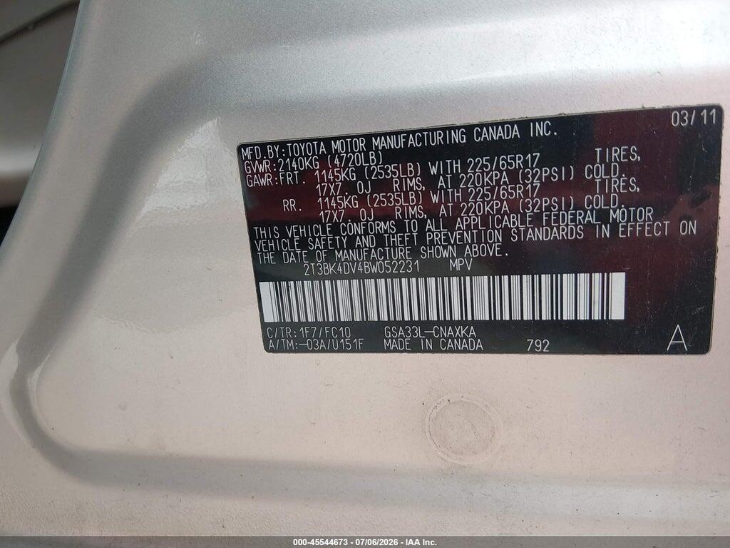 2T3BK4DV4BW052231 2011 TOYOTA RAV4 photo no. 9
