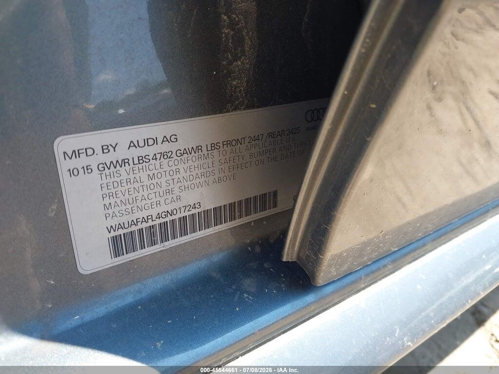 WAUAFAFL4GN017243 2016 AUDI A4 photo no. 9