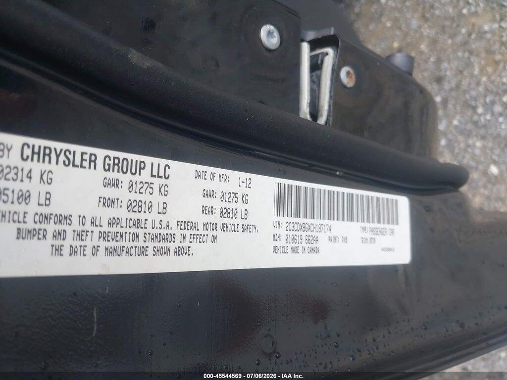 2C3CDXBGXCH187174 2012 DODGE CHARGER photo no. 9