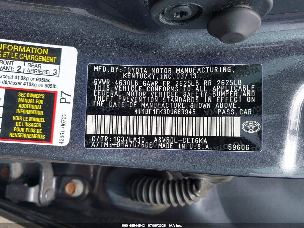 4T1BF1FK3DU669945 2013 TOYOTA CAMRY photo no. 9