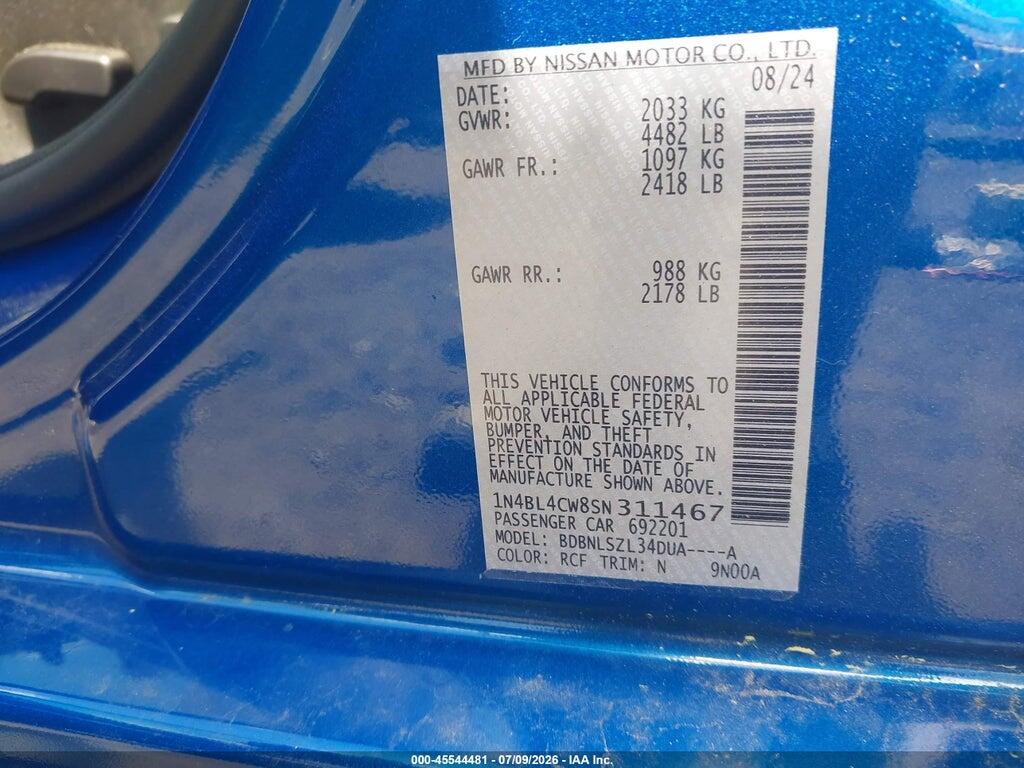 1N4BL4CW8SN311467 2025 NISSAN ALTIMA photo no. 9