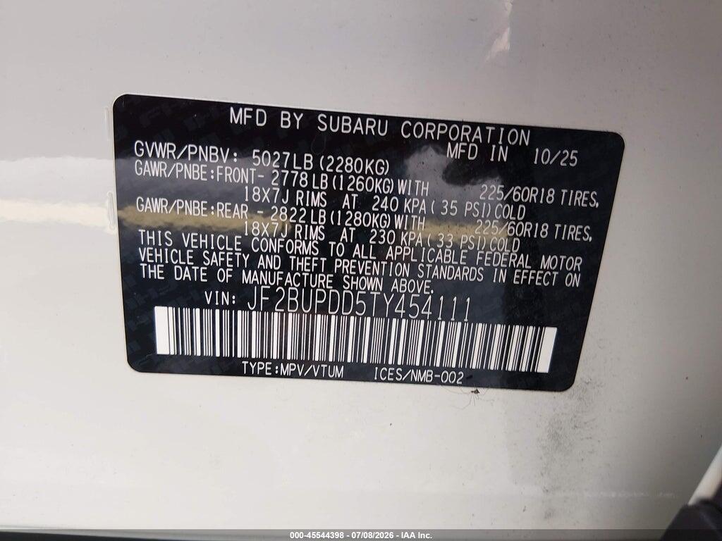 JF2BUPDD5TY454111 2026 SUBARU OUTBACK photo no. 9