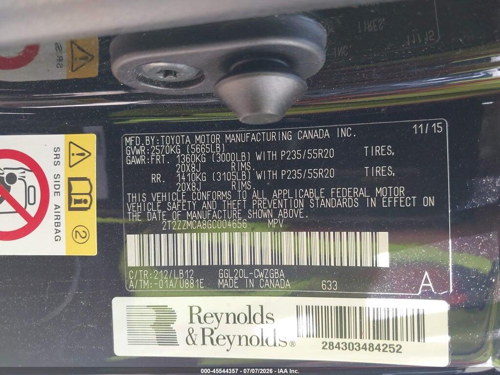2T2ZZMCA8GC004656 2016 LEXUS RX 350 photo no. 9
