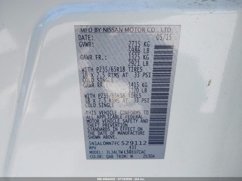 5N1AL0MN7FC529112 2015 INFINITI QX60 photo no. 9