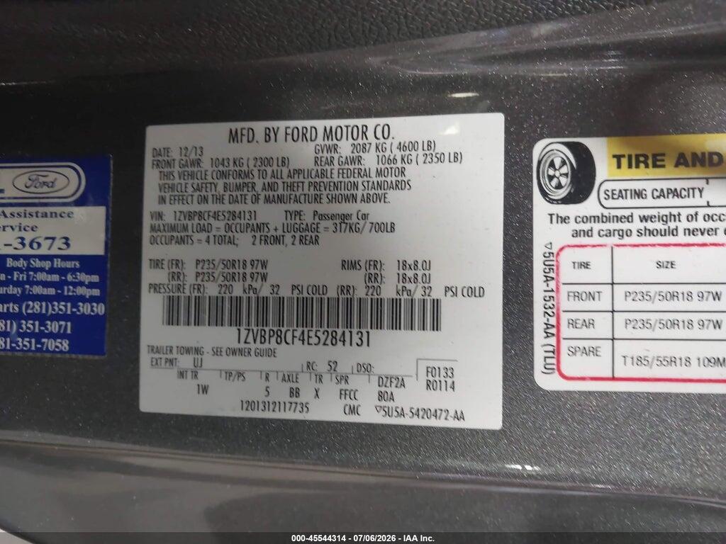 1ZVBP8CF4E5284131 2014 FORD MUSTANG photo no. 9