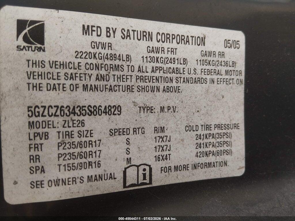 5GZCZ63435S864829 2005 SATURN VUE photo no. 9