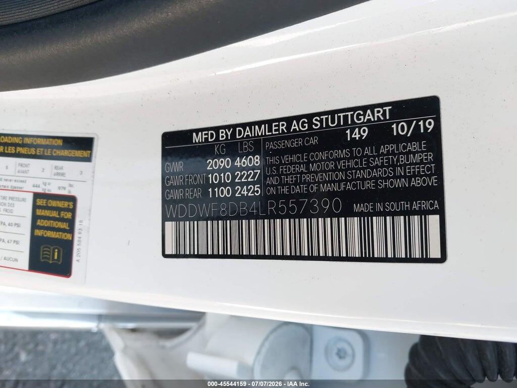 WDDWF8DB4LR557390 2020 MERCEDES-BENZ C 300 photo no. 9