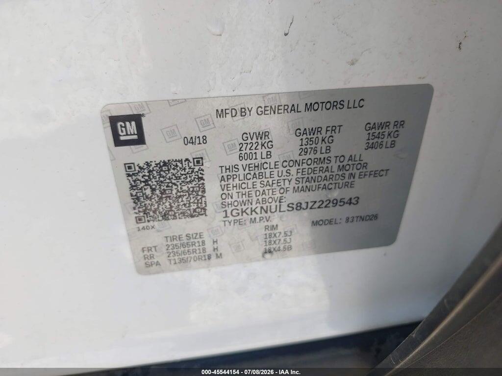 1GKKNULS8JZ229543 2018 GMC ACADIA photo no. 9