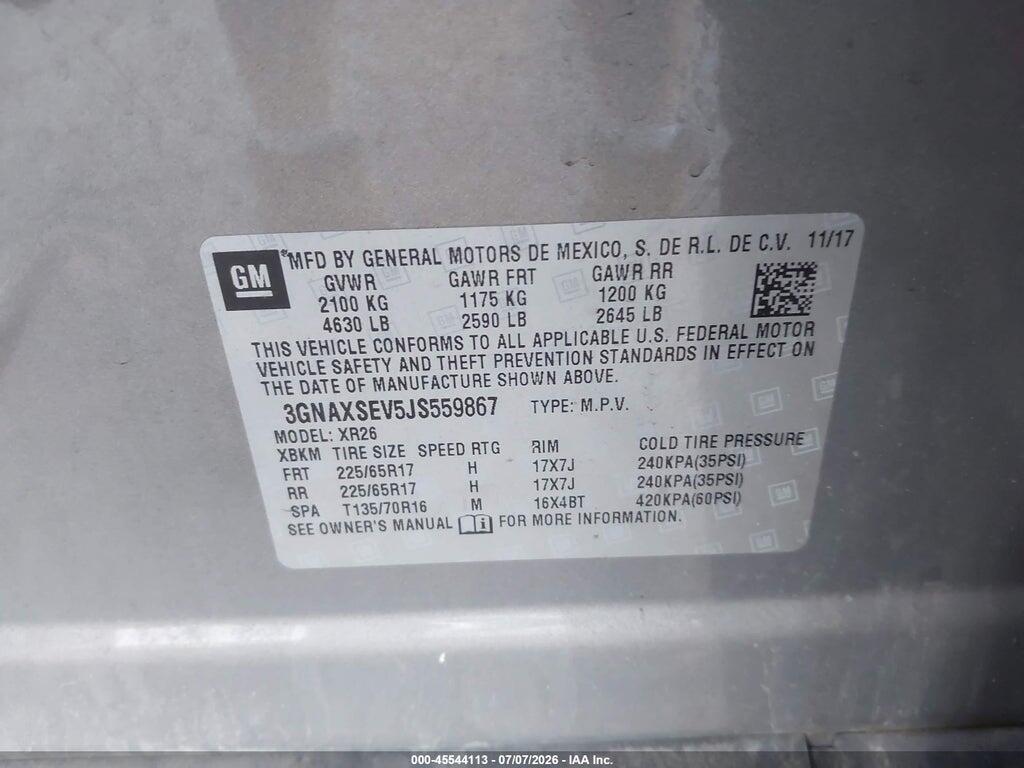3GNAXSEV5JS559867 2018 CHEVROLET EQUINOX photo no. 9