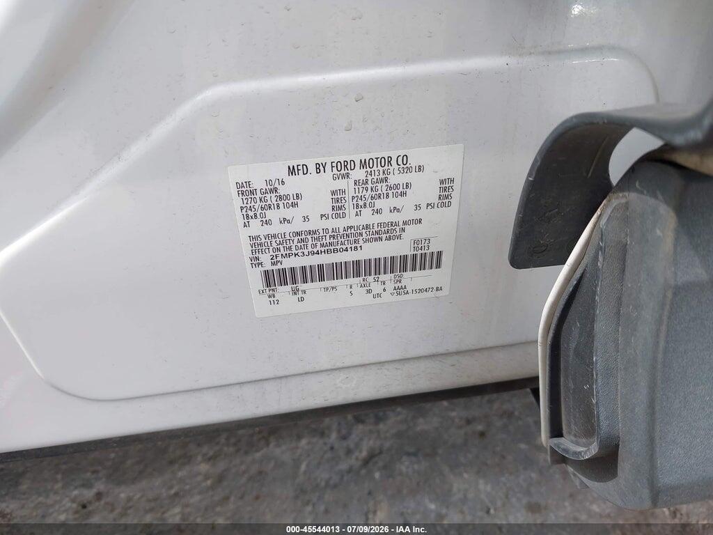 2FMPK3J94HBB04181 2017 FORD EDGE photo no. 9