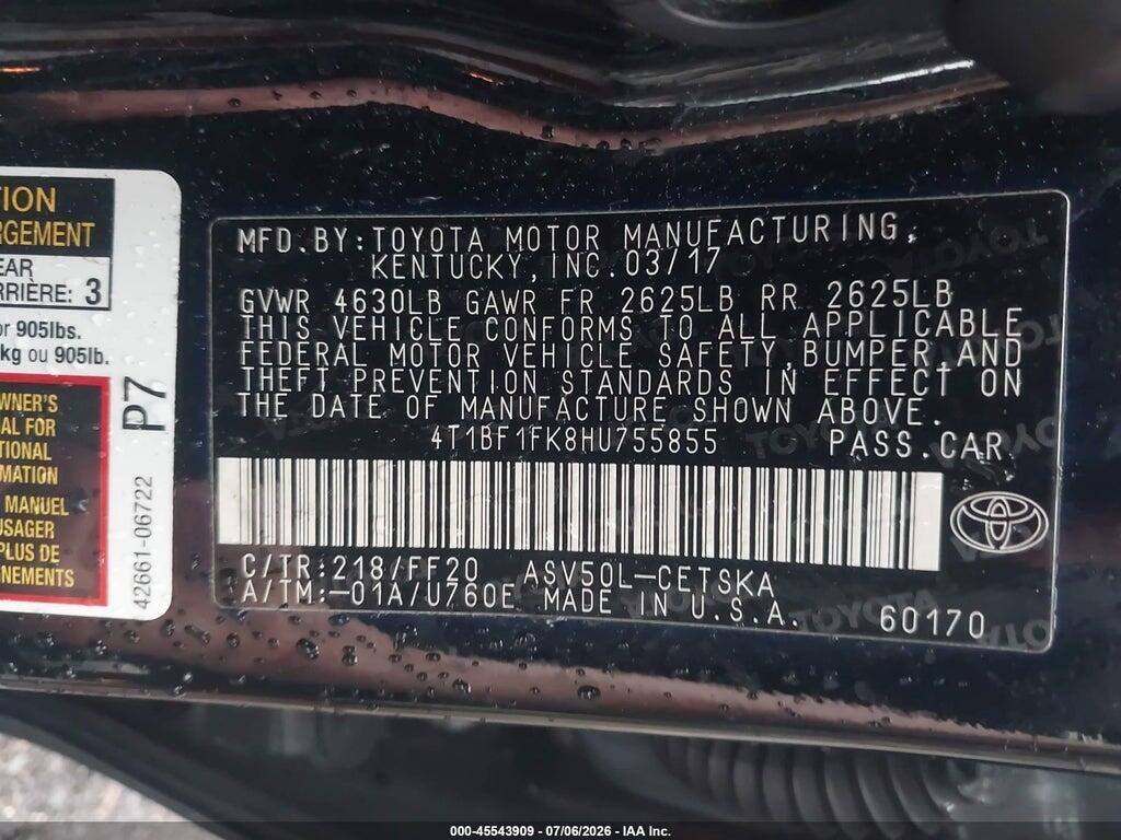 4T1BF1FK8HU755855 2017 TOYOTA CAMRY photo no. 9